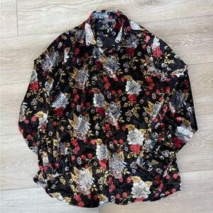 ASOS Floral Velvet Shirt with Red and Gold Accents